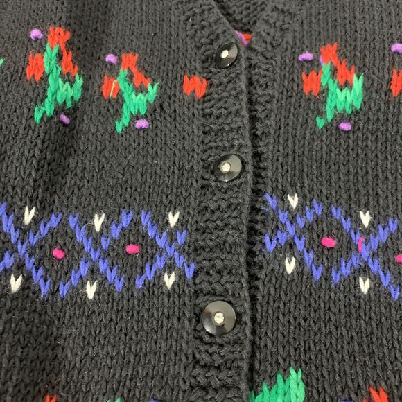 Cambridge Vintage Hand Knit Sweater Womens Large Cardigan Floral - Picture 6 of 7